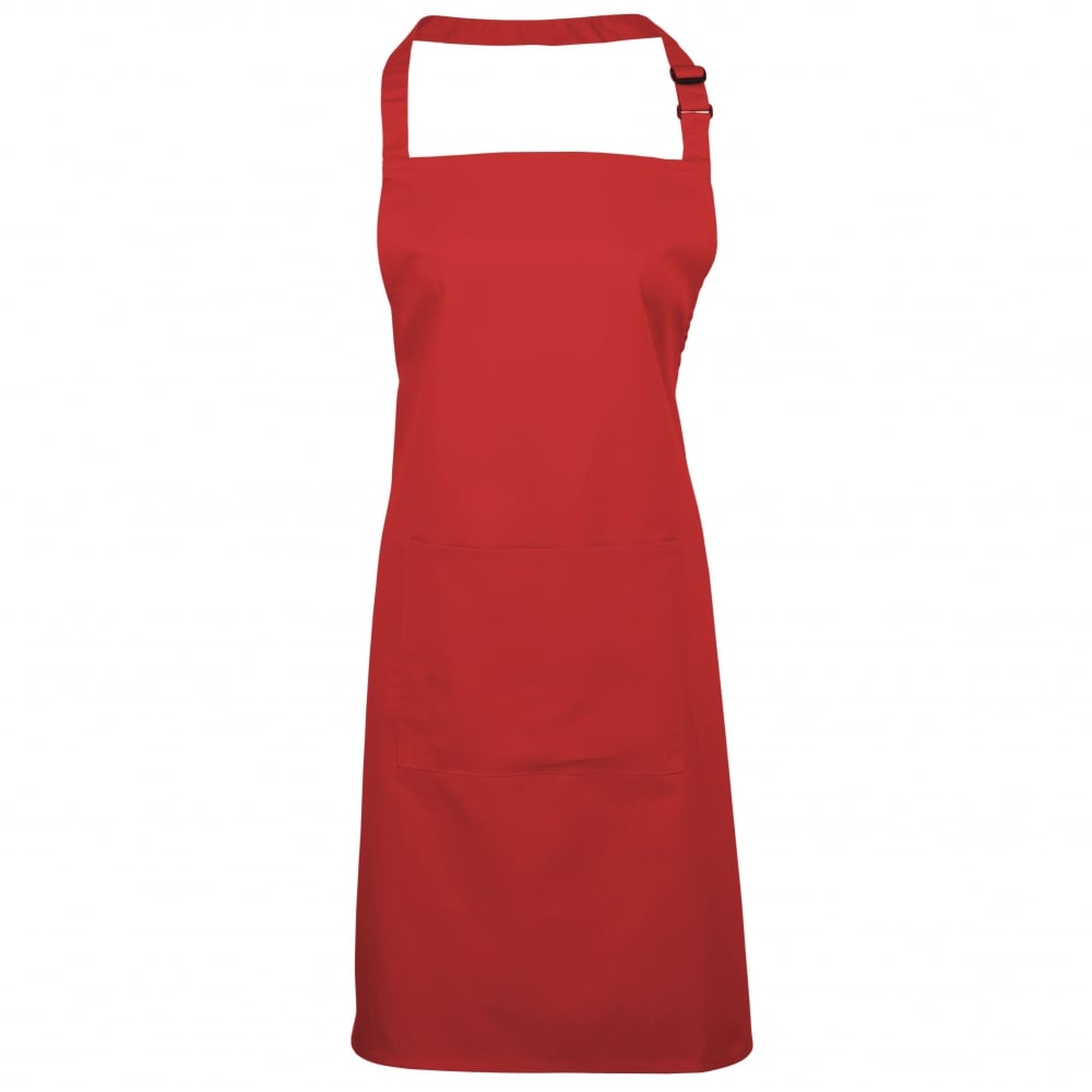 Red Bib Apron with Pocket